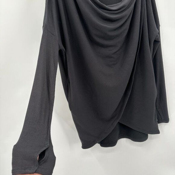 Athleta Purana Wrap Oversized Modal Hoodie Black Sweatshirt Size S - Picture 7 of 13
